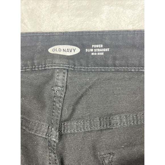 Old Navy Power Slim Straight Jeans Mid Rise Distressed Black Size 16 - Picture 5 of 8